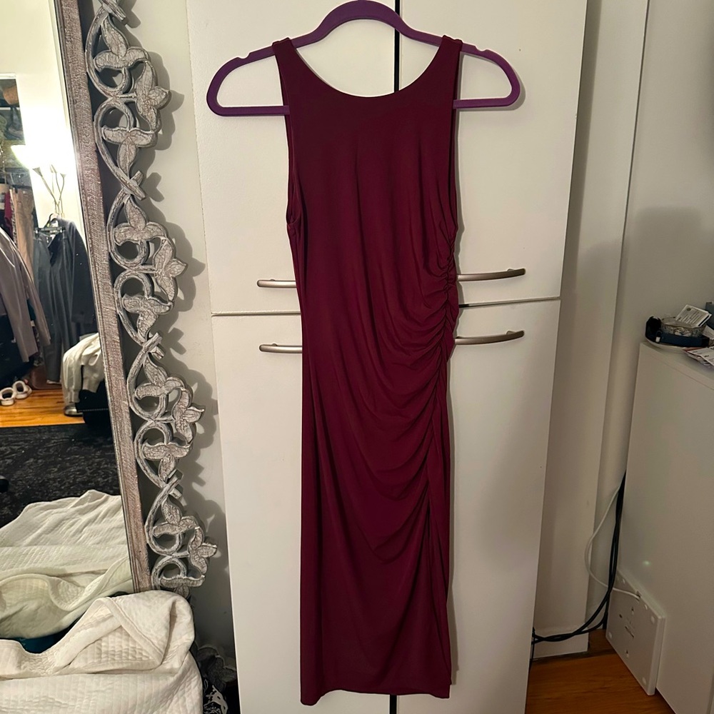 Banana republic maroon midi dress with slit